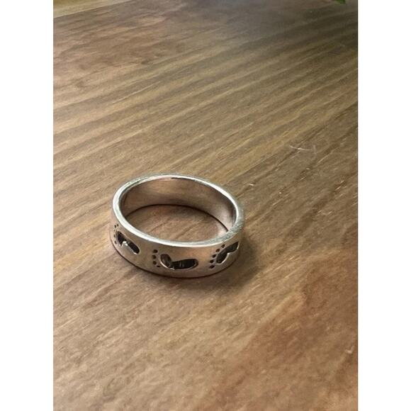 Vintage Sterling Silver Stamped 925 Footprints in the Sand Toe Ring Size 6.25 - Picture 4 of 7